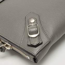 Pre Owned Balenciaga Neo Classic Grey Leather Clutch