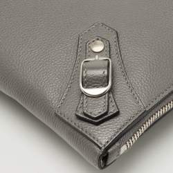 Pre Owned Balenciaga Neo Classic Grey Leather Clutch