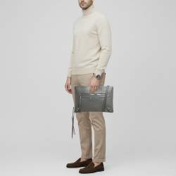 Pre Owned Balenciaga Neo Classic Grey Leather Clutch