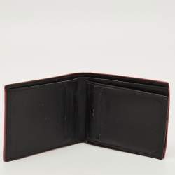 Pre Owned محفظة بالنسياغا جلد أحمر معدني بشعار ثنائية الطي