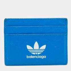 مملوكة مسبقًا Balenciaga x Adidas Blue Leather Card Holder