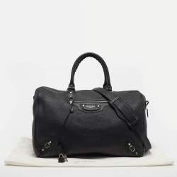 Pre Owned Balenciaga Voyage 24H Black Leather Duffel Bag
