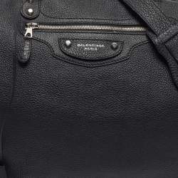 Pre Owned Balenciaga Voyage 24H Black Leather Duffel Bag