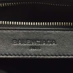Pre Owned Balenciaga Black/White Marble Effect Leather Document Wristlet Pouch