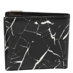 Balenciaga Black Marble Print Leather Bifold Wallet