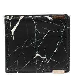 Balenciaga Black Marble Print Leather Bifold Wallet