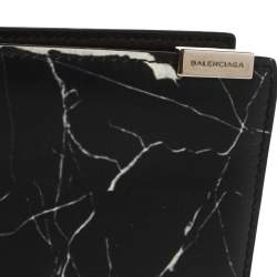 Balenciaga Black Marble Print Leather Bifold Wallet