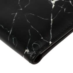 Balenciaga Black Marble Print Leather Bifold Wallet