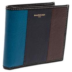 Pre Owned Balenciaga Multicolor Leather Bazar Bi Fold Compact Wallet