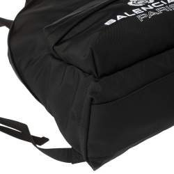 Balenciaga Black Nylon Logo Crest Backpack