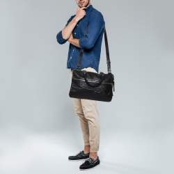 Balenciaga Black Crinkled Leather Briefcase Bag