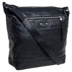 Balenciaga Black Leather RH Day Messenger Bag