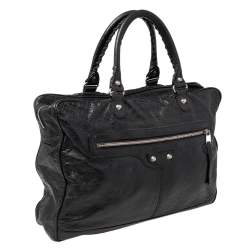 Pre Owned Balenciaga Black Leather RH Briefcase Bag