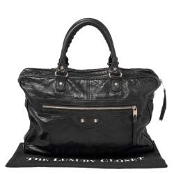 Pre Owned Balenciaga Black Leather RH Briefcase Bag