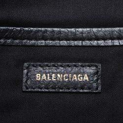 Pre Owned Balenciaga Black Leather Graffiti Bazar Clutch Bag