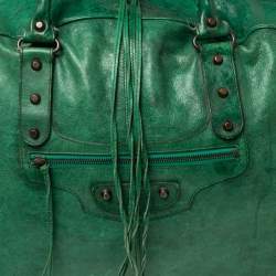 Balenciaga Green Leather Motorcross Voyage Duffel Bag