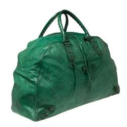 Balenciaga Green Leather Motorcross Voyage Duffel Bag
