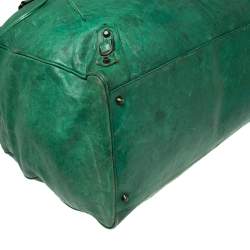 Balenciaga Green Leather Motorcross Voyage Duffel Bag