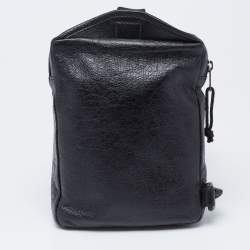 Pre Owned Balenciaga Black Leather Explorer Crossbody Bag