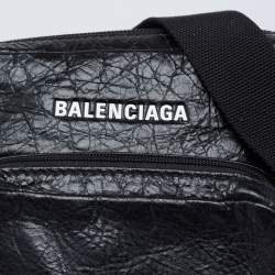 Pre Owned Balenciaga Black Leather Explorer Crossbody Bag