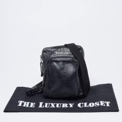 Pre Owned Balenciaga Black Leather Explorer Crossbody Bag