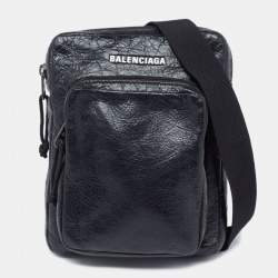 Balenciaga BlackWhite Canvas and Leather Navy Pouch Crossbody Bag  Balenciaga  TLC