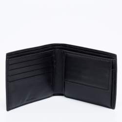 Pre Owned Balenciaga Black Croc Embossed Leather Logo Bifold Wallet