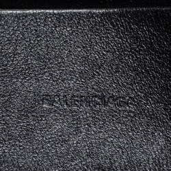 Pre Owned Balenciaga Black Leather Logo Wristlet Pouch
