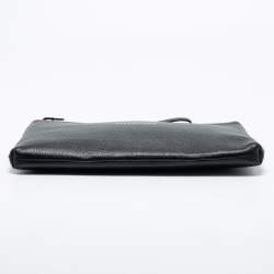 Pre Owned Balenciaga Black Leather Logo Wristlet Pouch