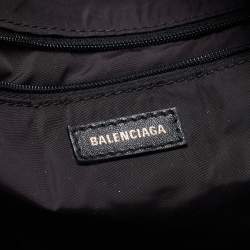 Balenciaga Black/White All Over Logo Print Nylon Backpack
