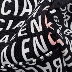 Balenciaga Black/White All Over Logo Print Nylon Backpack