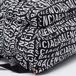 Balenciaga Black/White All Over Logo Print Nylon Backpack