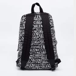 Balenciaga Black/White All Over Logo Print Nylon Backpack
