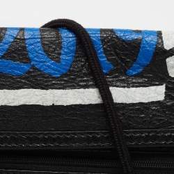 Pre Owned Balenciaga Black Leather Graffiti Explorer Pouch