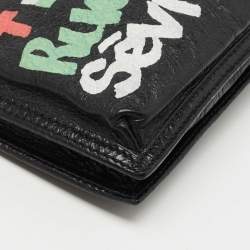 Pre Owned Balenciaga Black Leather Graffiti Explorer Pouch
