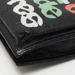 Pre Owned Balenciaga Black Leather Graffiti Explorer Pouch