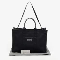 Pre Owned Balenciaga Black Canvas Large Hardware Tote