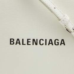 Balenciaga White/Black Leather North South Crossbody Bag