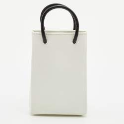 Balenciaga White/Black Leather North South Crossbody Bag