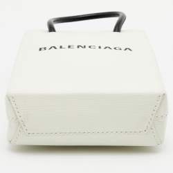 Balenciaga White/Black Leather North South Crossbody Bag