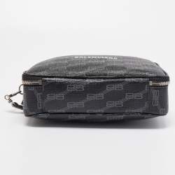 Balenciaga Black BB Monogram Coated Canvas Everyday Pouch