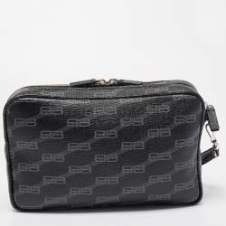 Balenciaga Black BB Monogram Coated Canvas Everyday Pouch