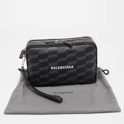 Balenciaga Black BB Monogram Coated Canvas Everyday Pouch