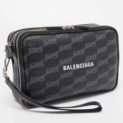Balenciaga Black BB Monogram Coated Canvas Everyday Pouch