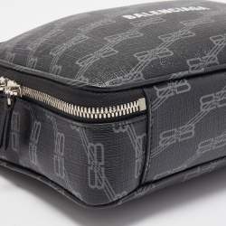 Balenciaga Black BB Monogram Coated Canvas Everyday Pouch