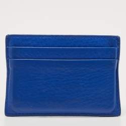 Pre Owned Balenciaga Blue Leather Logo Card Holder