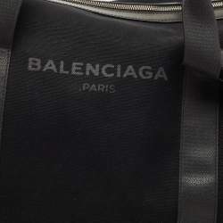 Balenciaga Black Canvas and Leather Logo Weekender