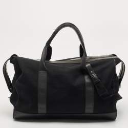Balenciaga Black Canvas and Leather Logo Weekender