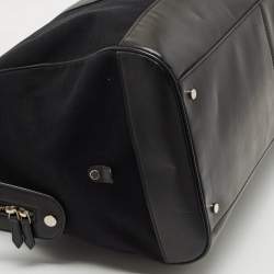 Balenciaga Black Canvas and Leather Logo Weekender