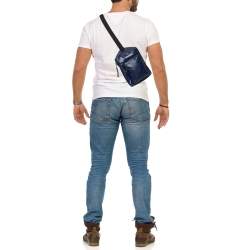 Pre Owned Balenciaga Blue Leather Explorer Crossbody Bag